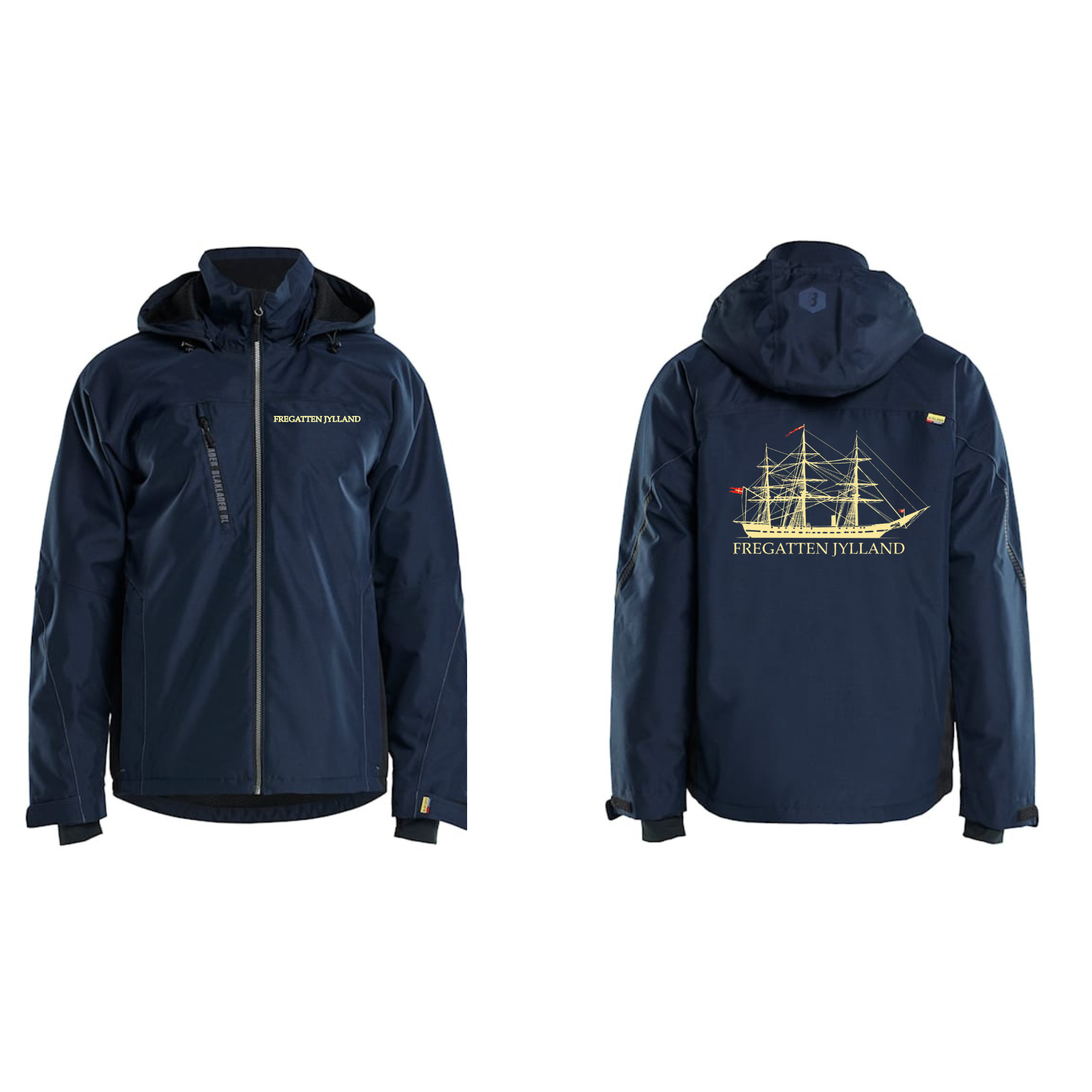 Fregatten Jyllands Blåkläder 4890 Letforet vinter jakke, Mørk Marineblå/Sort m/bryst og ryglogo med tryk eller logo – arbejds