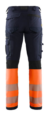 Blåkläder 1193 High vis buks 4-vejs stretch nærbillede med logo