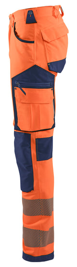 Blåkläder 1197 High vis buks 4-vejs stretch nærbillede med tryk