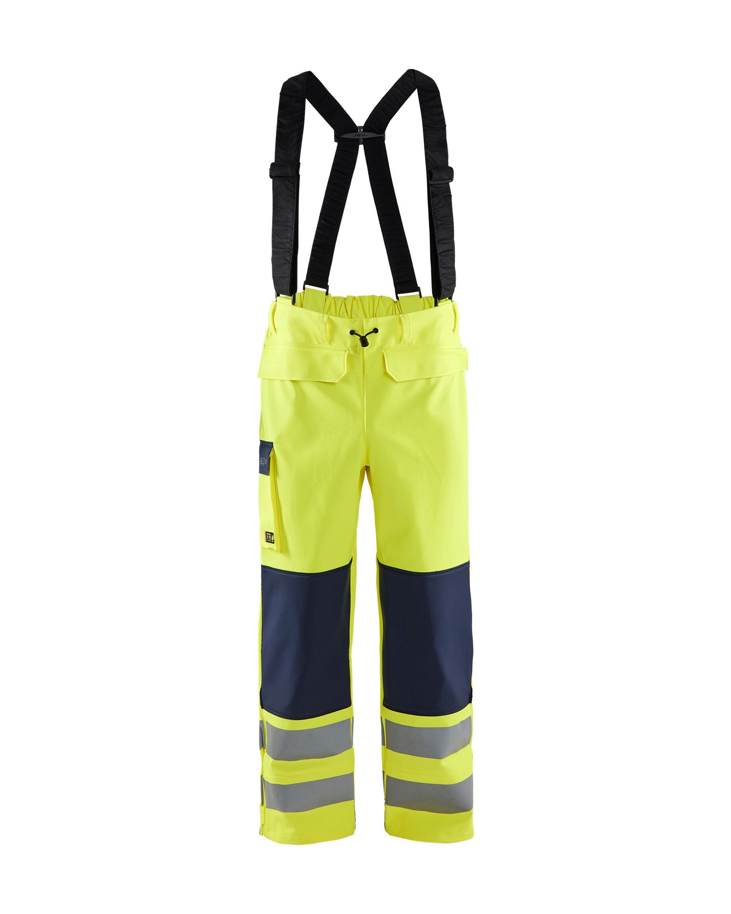 Blåkläder 1313 High Vis Flammehæmmende Regnbuks Level 2, High Vis Gul/Marineblå