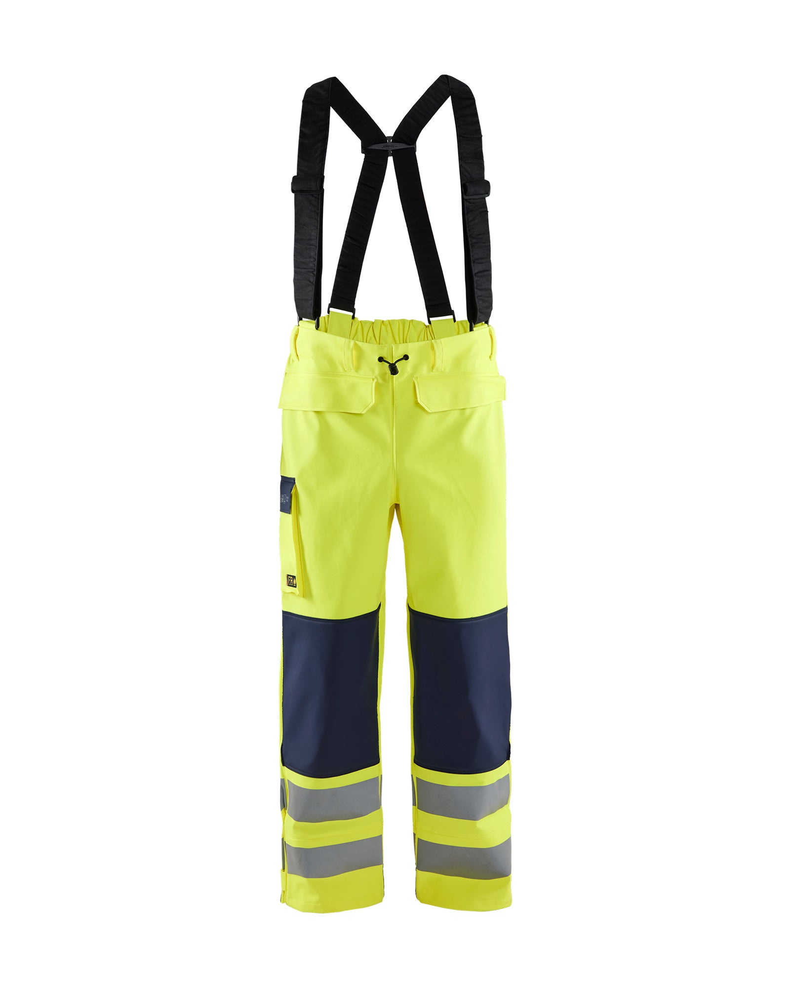 Blåkläder 1313 High Vis Flammehæmmende Regnbuks Level 2, High Vis Gul/Marineblå