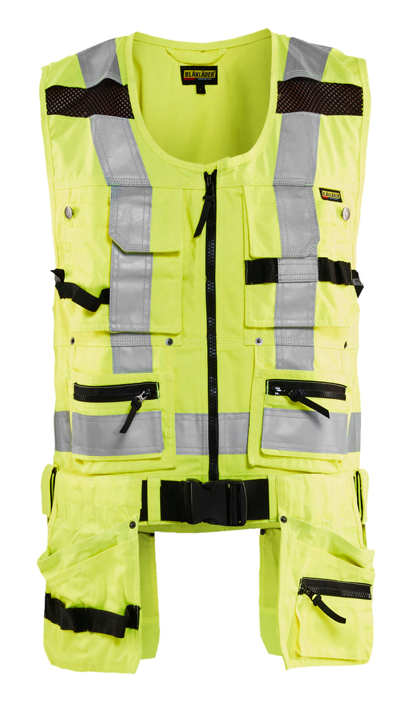 Blåkläder 3032 High Vis Håndværker Vest med tryk eller logo – arbejdstøj og firmatøj