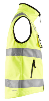 Blåkläder 3049 High Vis Softshell Vest detalje til broderi