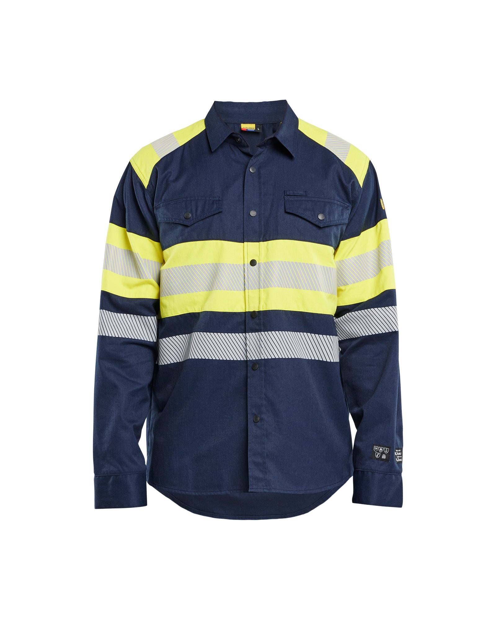 Blåkläder 3229 Multinorm Skjorte Inherent, Marineblå/High Vis Gul