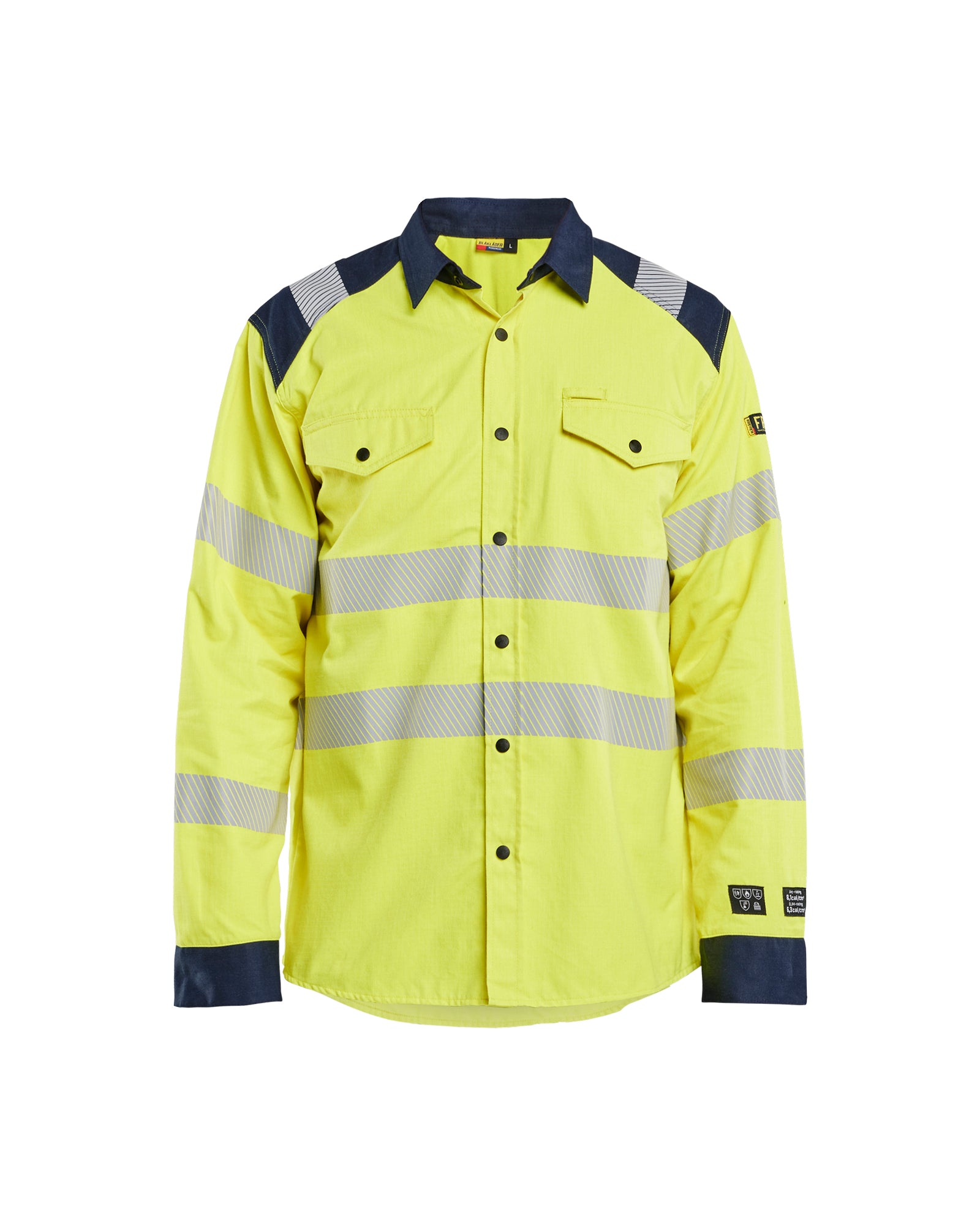 Blåkläder 3239 Multinorm Skjorte Inherent, High Vis Gul/Marineblå