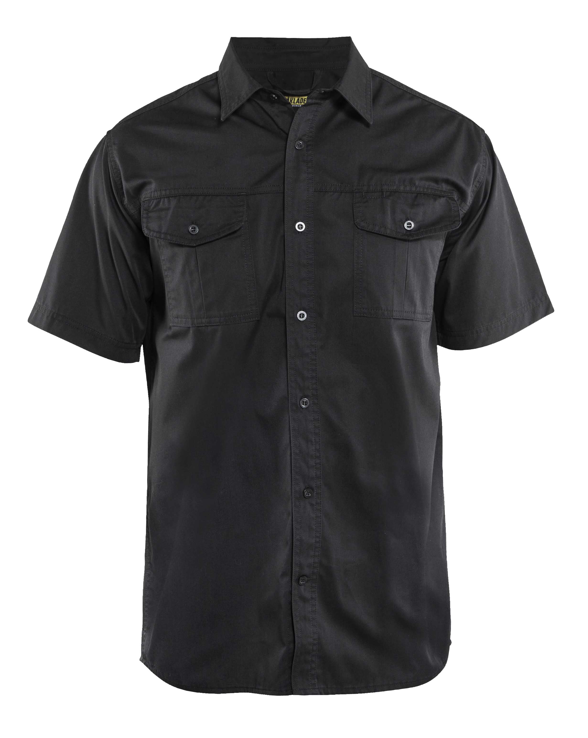 Blåkläder 3296 Twill Skjorte  kort ærme, Sort