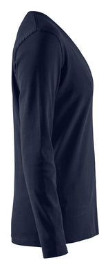 Blåkläder 3301 Dame T-shirt lang ærme nærbillede med logo