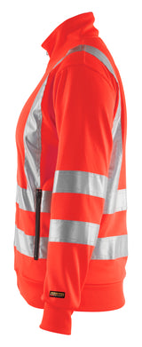Blåkläder 3308 Dame High Vis Sweatshirt nærbillede med tryk