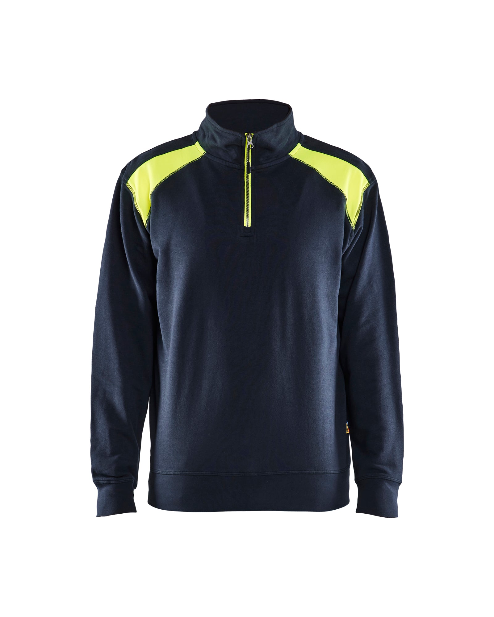 Blåkläder 3353 Sweatshirt half zip, Mørk Marineblå/High Vis Gul