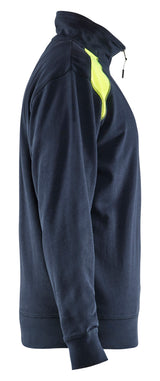 Blåkläder 3353 Sweatshirt half zip nærbillede med tryk
