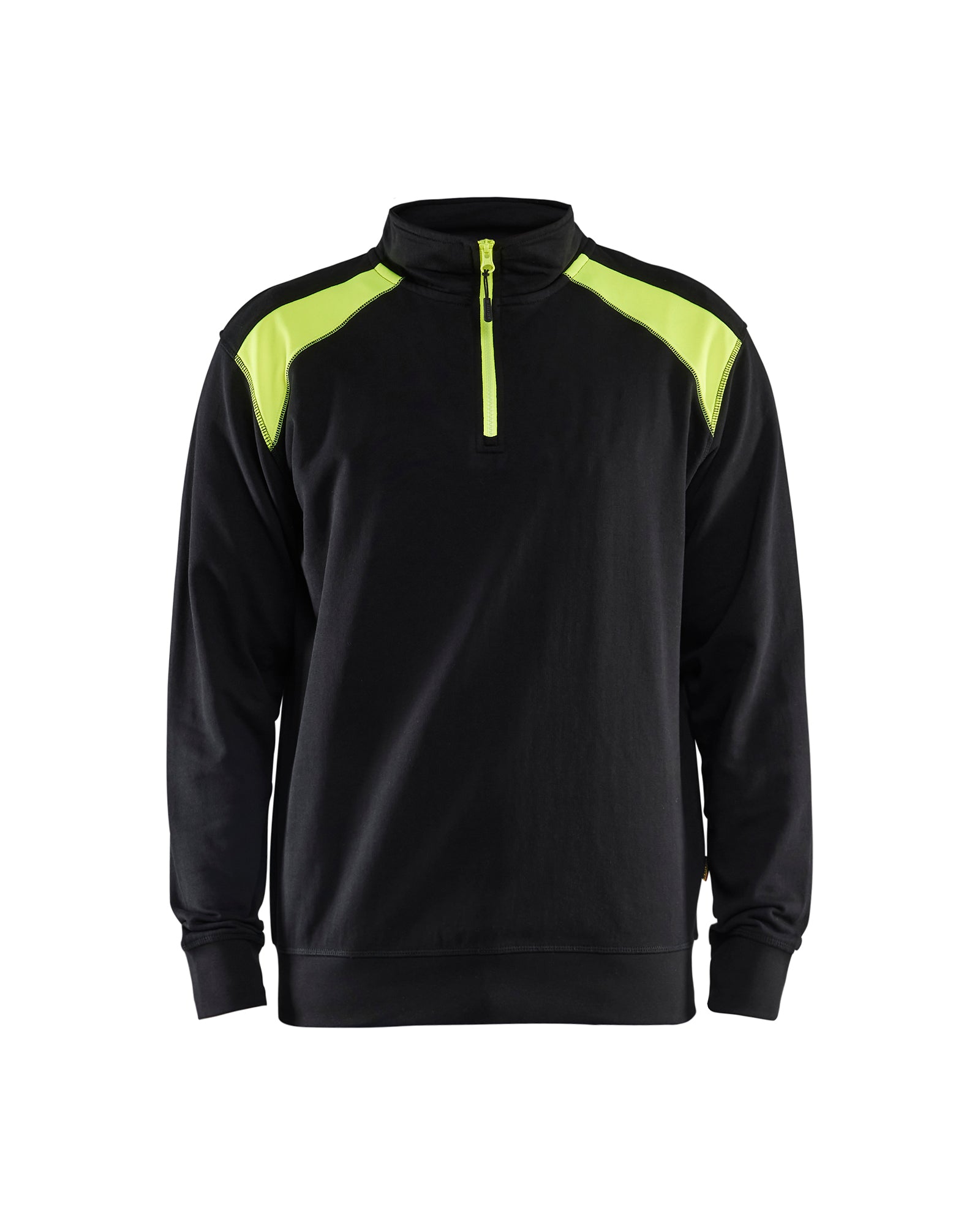 Blåkläder 3353 Sweatshirt half zip, Sort/High Vis Gul