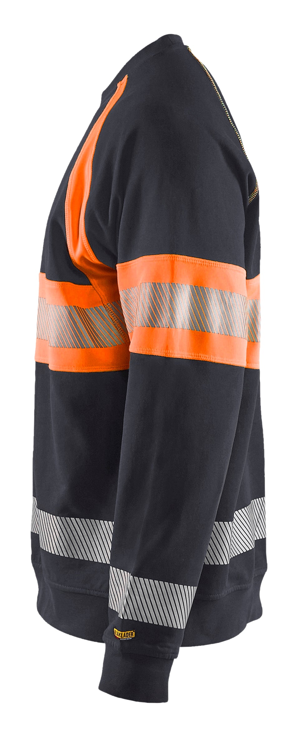 Blåkläder 3359 High Vis Sweatshirt nærbillede med tryk