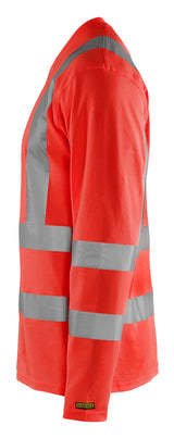 Blåkläder 3381 High Vis UV T-shirt lang ærme nærbillede med tryk