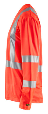 Blåkläder 3383 High Vis UV T-shirt lang ærme nærbillede med tryk