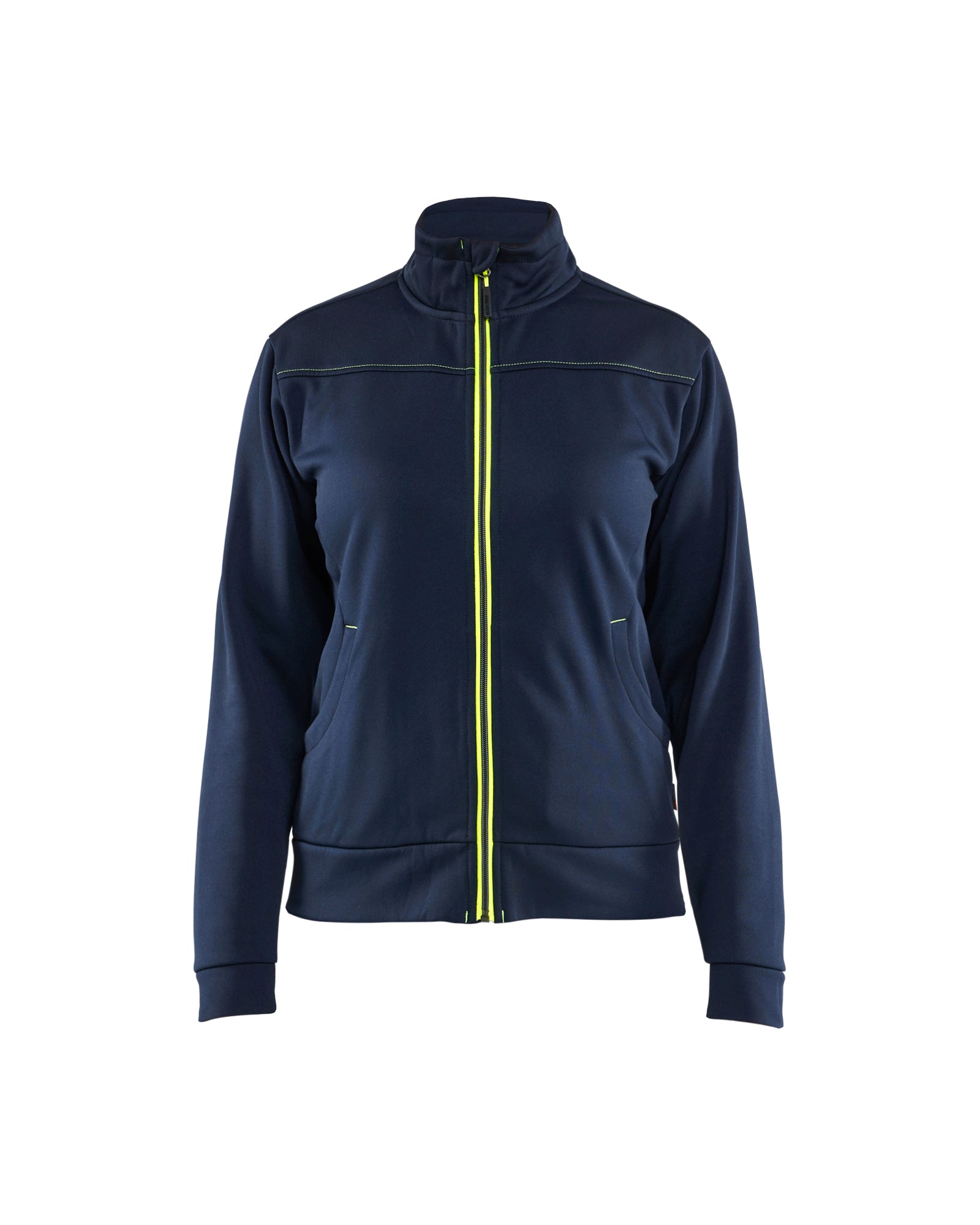 Blåkläder 3394 Dame Sweatshirt full zip, Mørk Marineblå/High Vis Gul