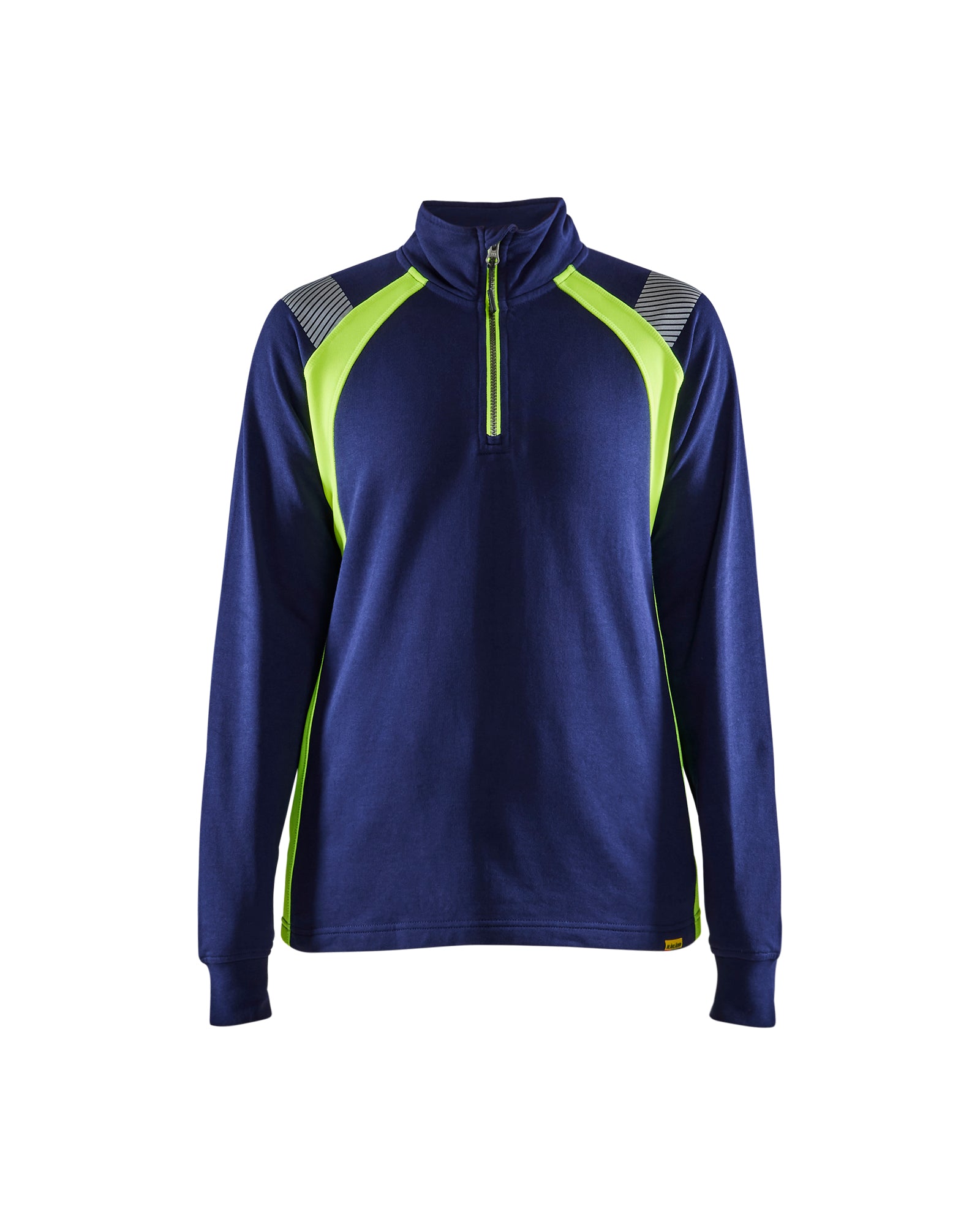 Blåkläder 3403 Dame Sweatshirt half zip, Marineblå/High Vis Gul