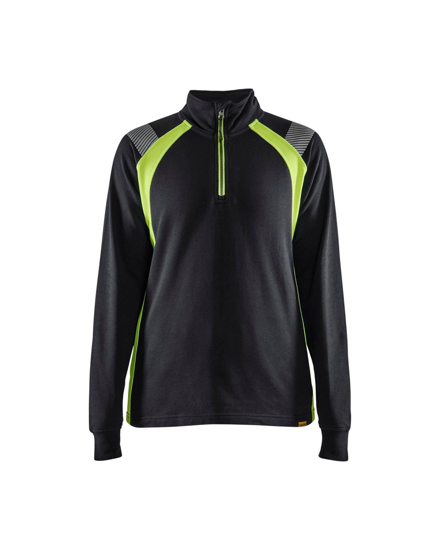 Blåkläder 3403 Dame Sweatshirt half zip, Sort/High Vis Gul