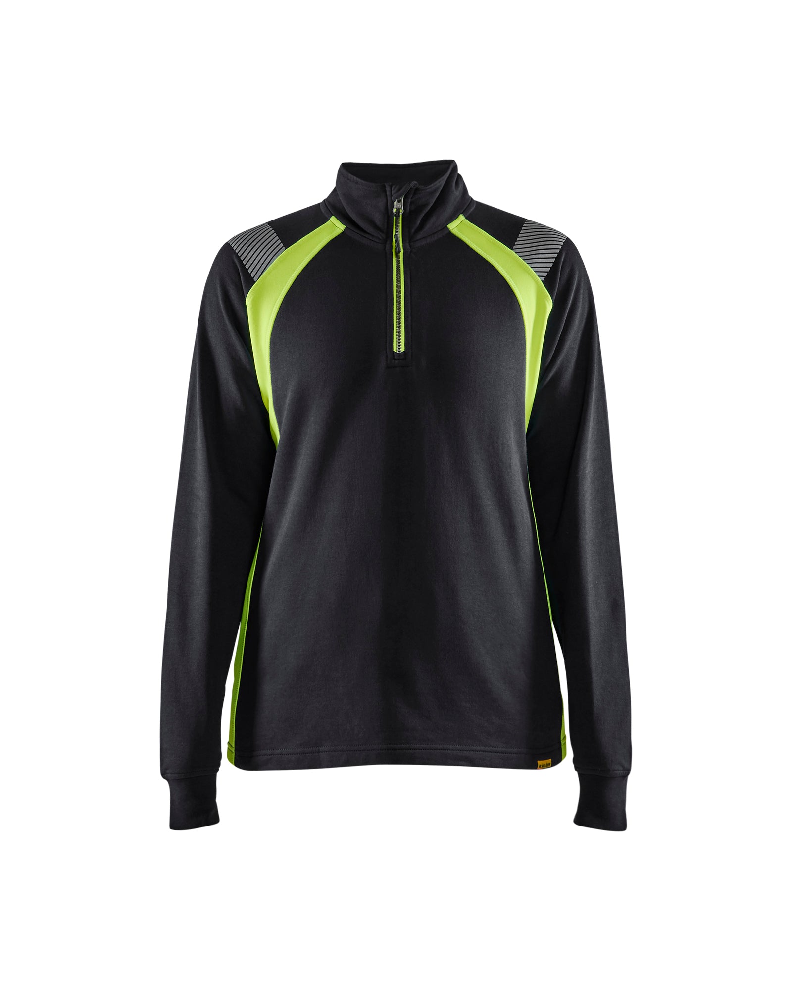 Blåkläder 3403 Dame Sweatshirt half zip, Sort/High Vis Gul