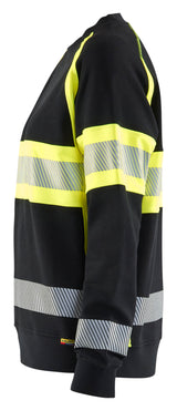 Blåkläder 3409 Dame High Vis Sweatshirt nærbillede med tryk