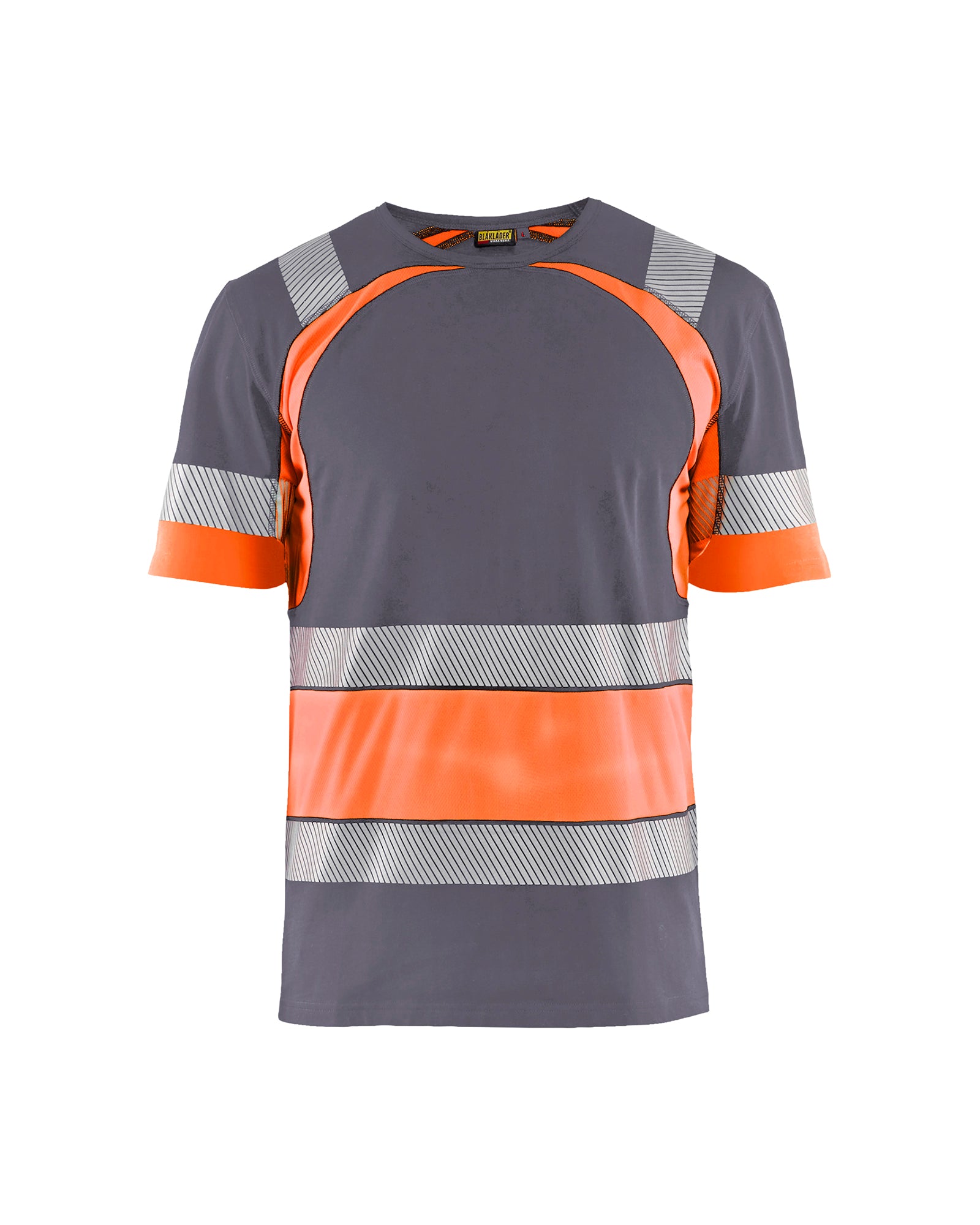 Blåkläder 3421 High Vis T-shirt, Mellemgrå/High Vis Orange