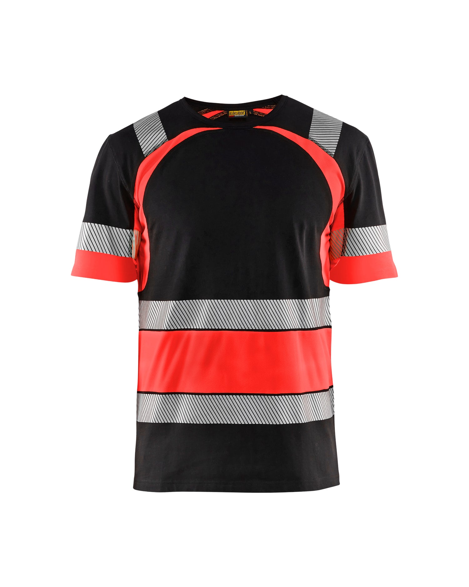 Blåkläder 3421 High Vis T-shirt, Sort/High Vis Rød