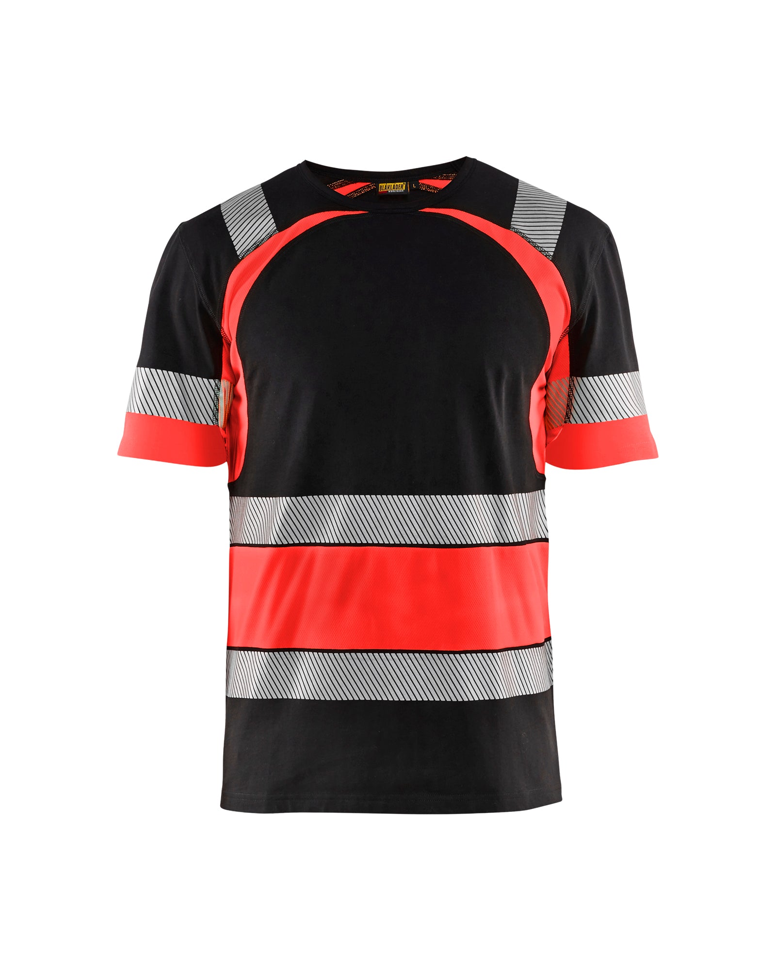 Blåkläder 3421 High Vis T-shirt, Sort/High Vis Rød