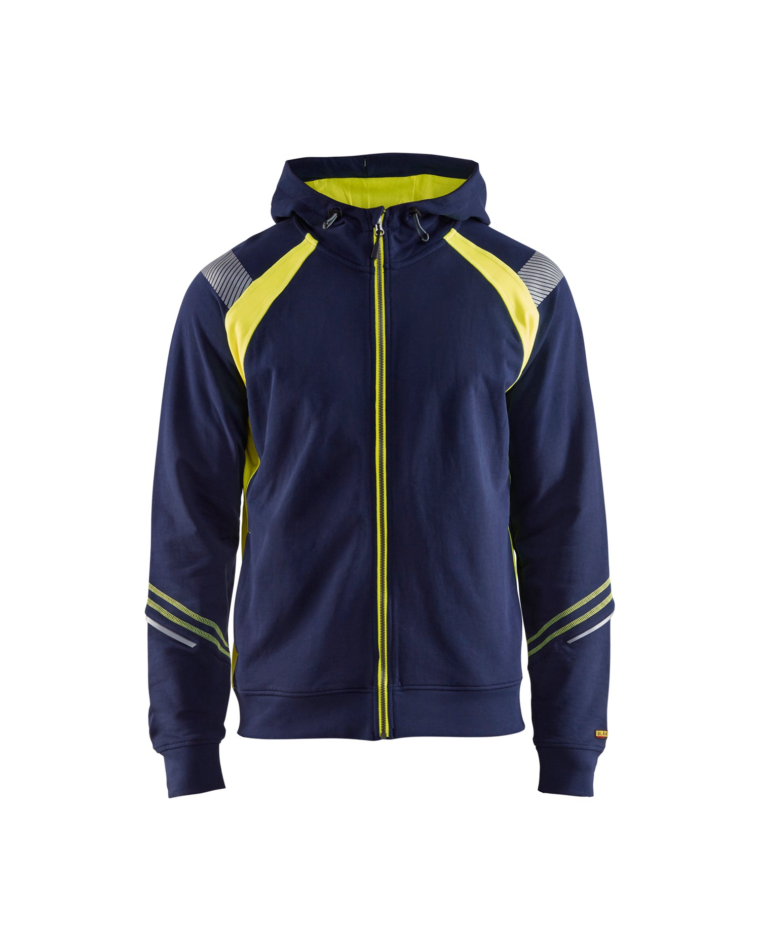Blåkläder 3433 Hættetrøje full zip, Marineblå/High Vis Gul