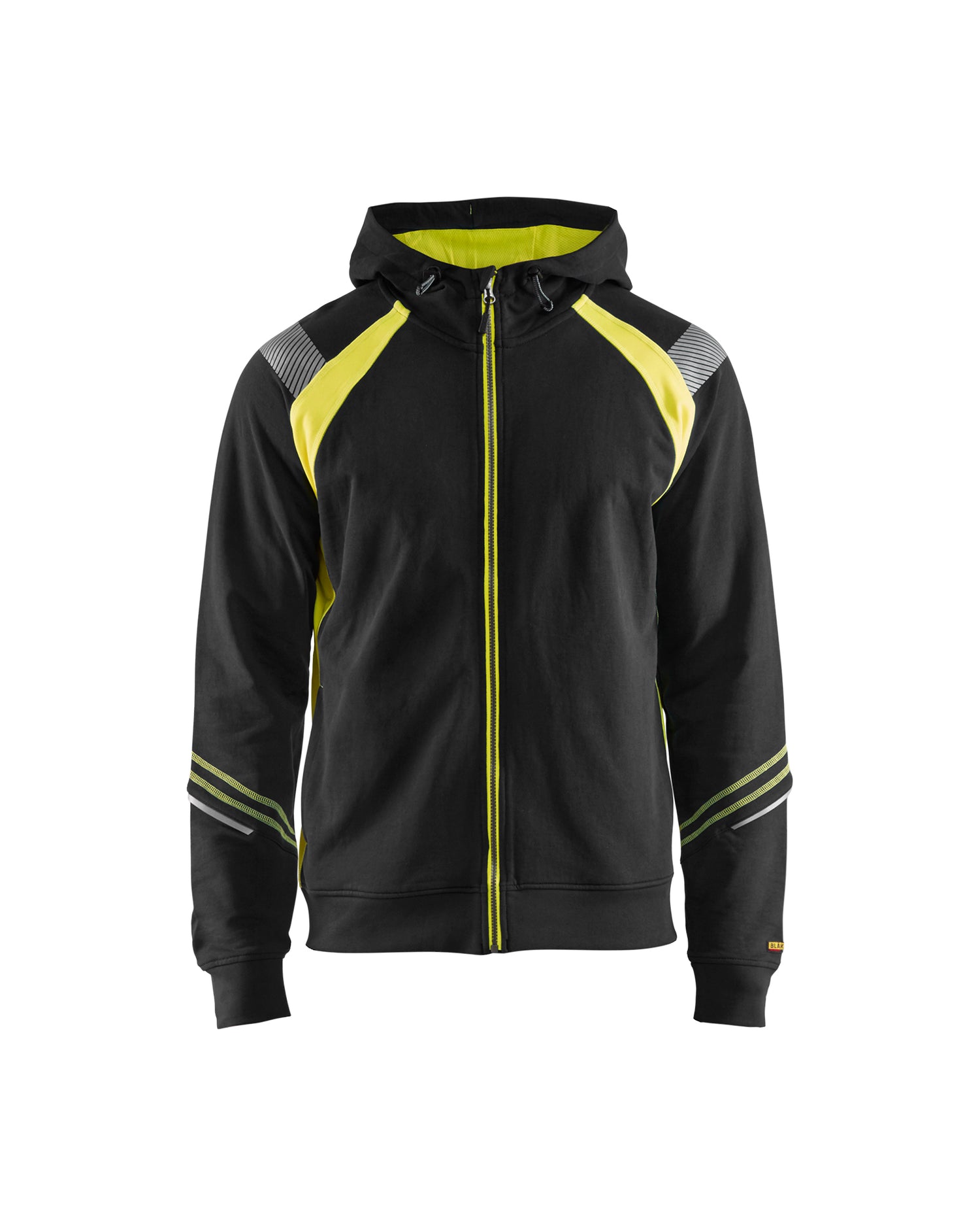 Blåkläder 3433 Hættetrøje full zip, Sort/High Vis Gul