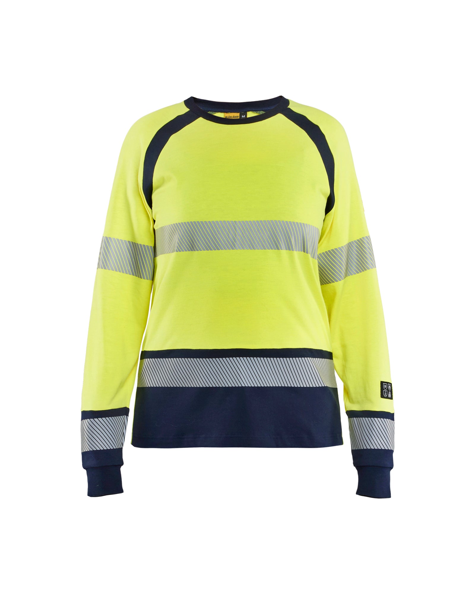 Blåkläder 3437 Dame Multinorm T-Shirt Lang Ærme Inherent, High Vis Gul/Marineblå