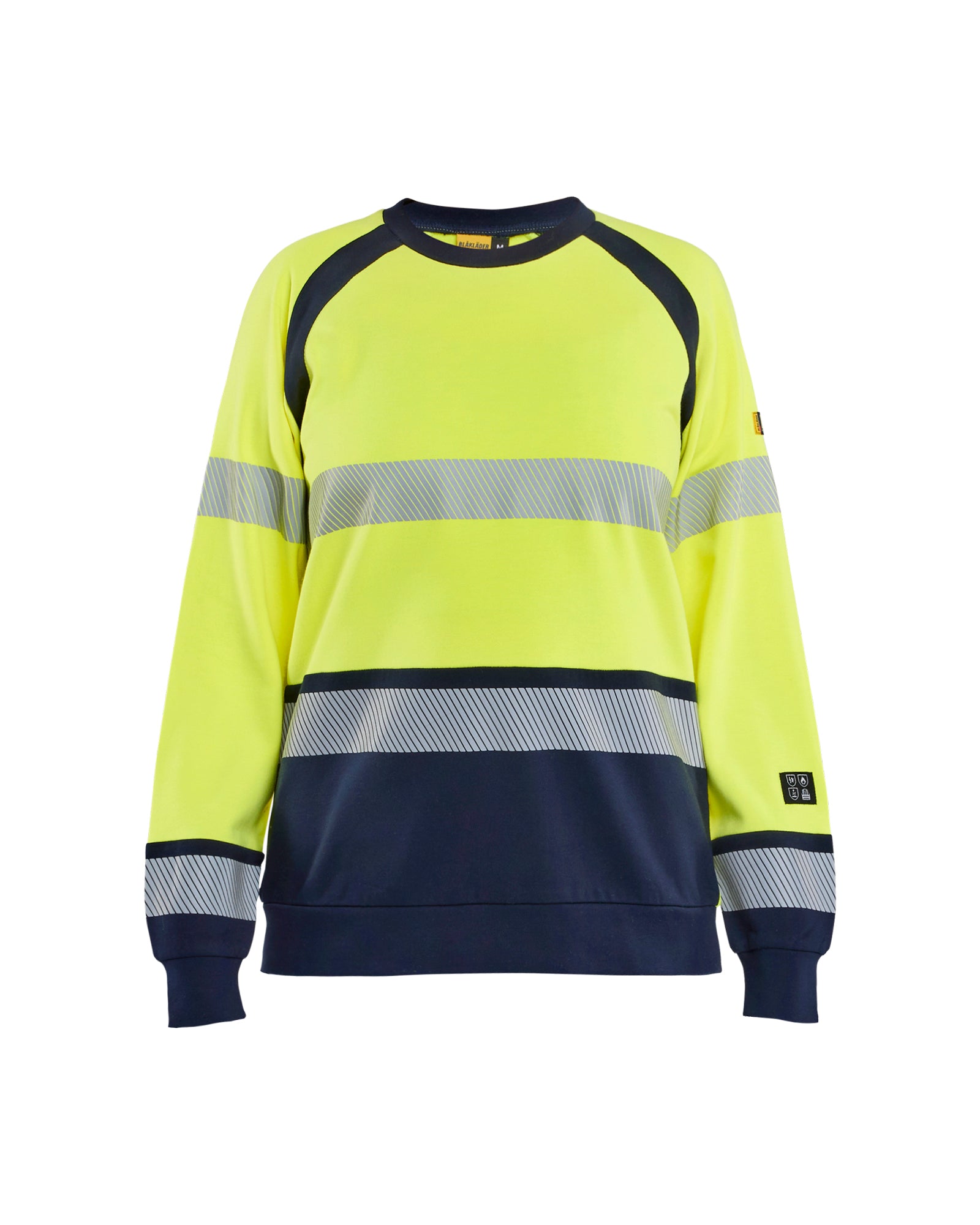 Blåkläder 3454 Dame Multinorm Sweatshirt Inherent, High Vis Gul/Marineblå