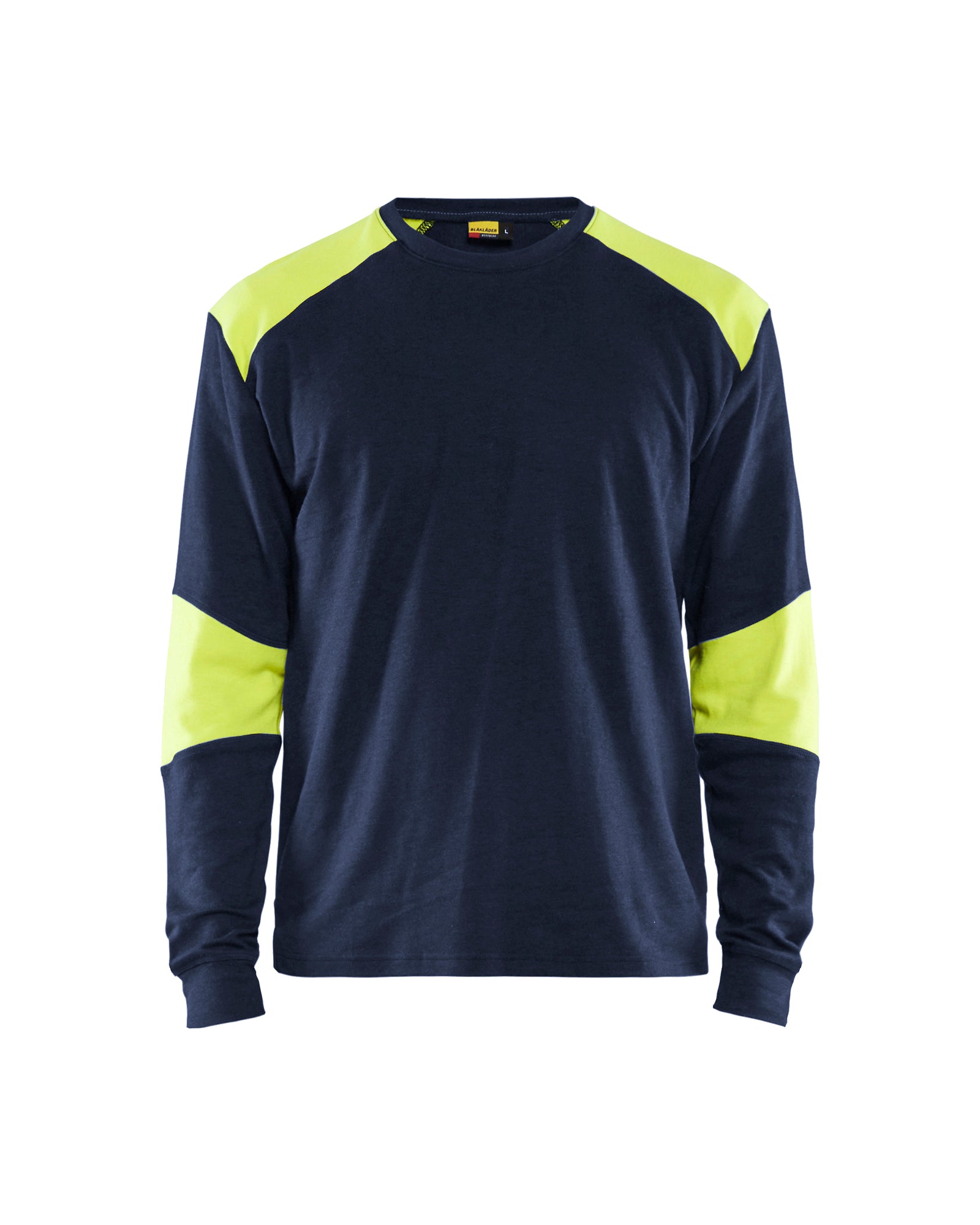Blåkläder 3457 Flammehæmmende T-Shirt Lang Ærme Inherent, Marineblå/High Vis Gul