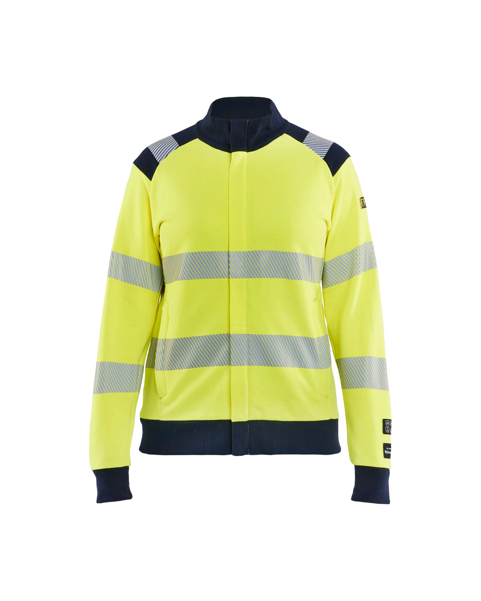 Blåkläder 3471 Dame Multinorm Sweatshirt Full Zip Inherent, High Vis Gul/Marineblå