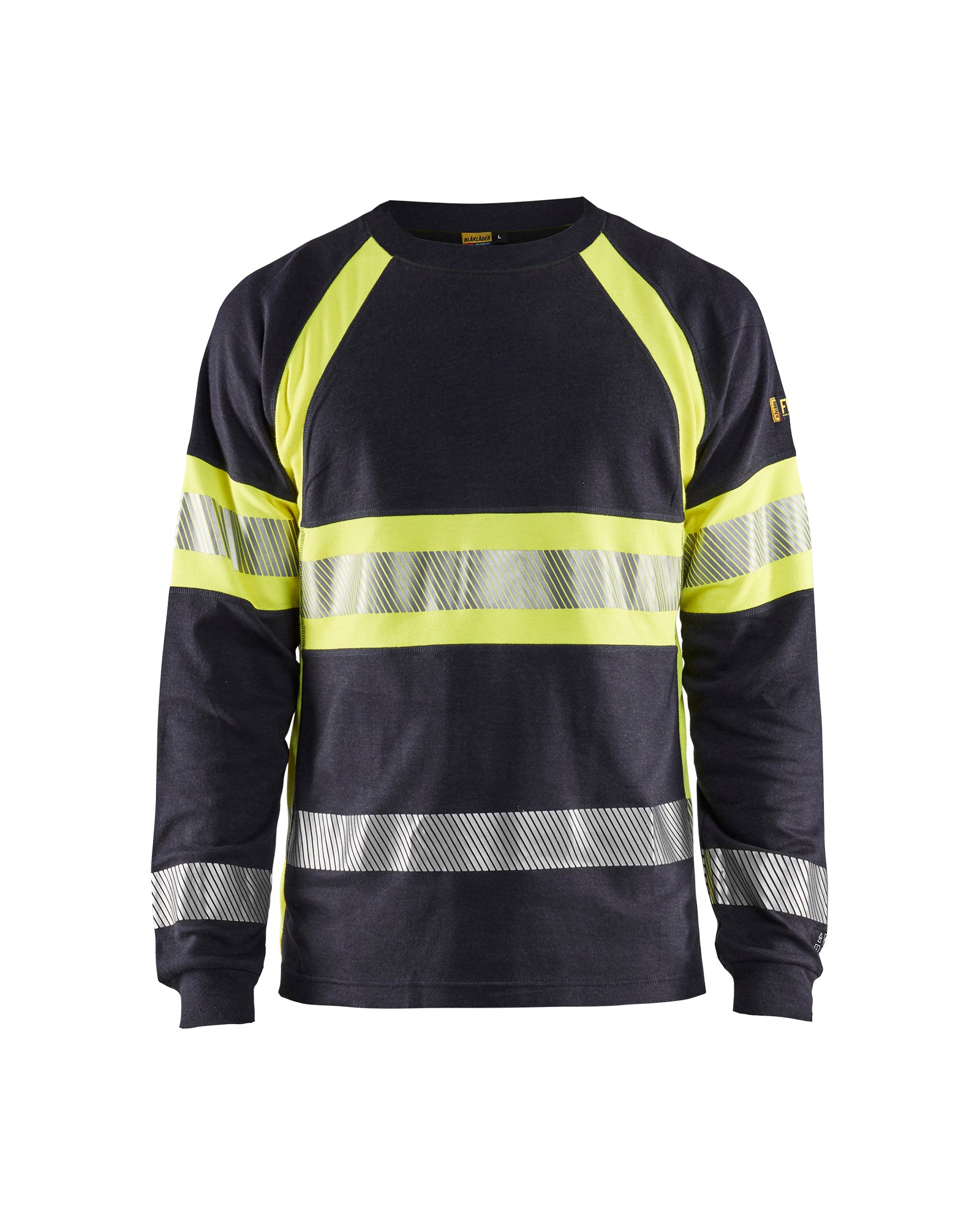 Blåkläder 3484 Multinorm T-Shirt Lang Ærme Inherent, Marineblå/High Vis Gul