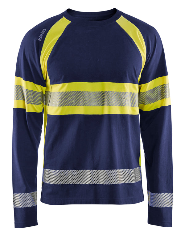 Blåkläder 3510 High Vis T-shirt lang ærme med tryk eller logo – arbejdstøj og firmatøj