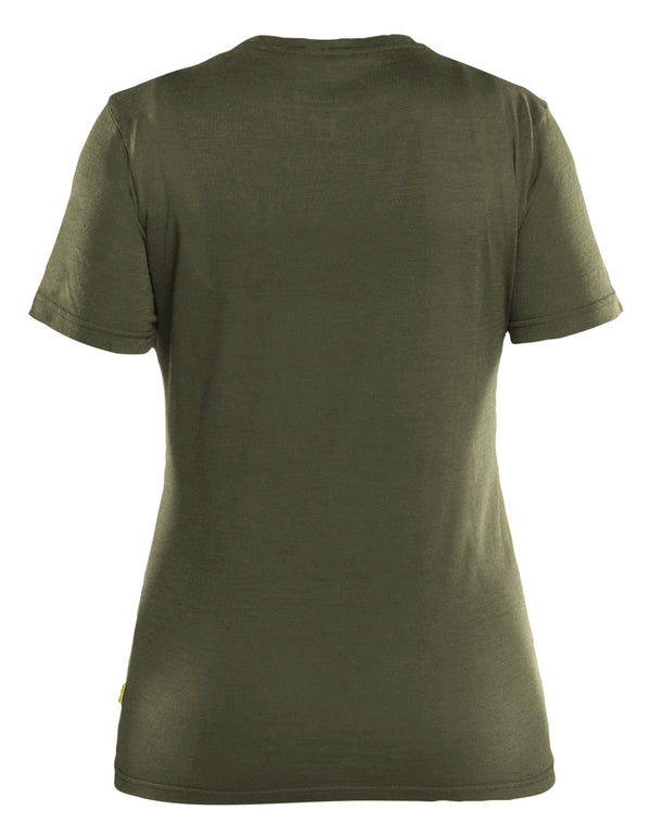 Blåkläder 3537 Dame T-shirt Merinould med tryk eller logo – arbejdstøj og firmatøj