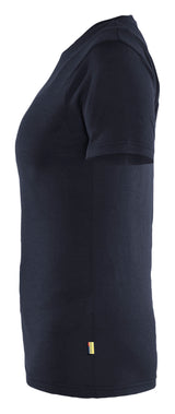 Blåkläder 3537 Dame T-shirt Merinould nærbillede med logo
