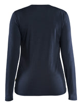Blåkläder 3539 Dame T-shirt Merinould lang ærme nærbillede med logo