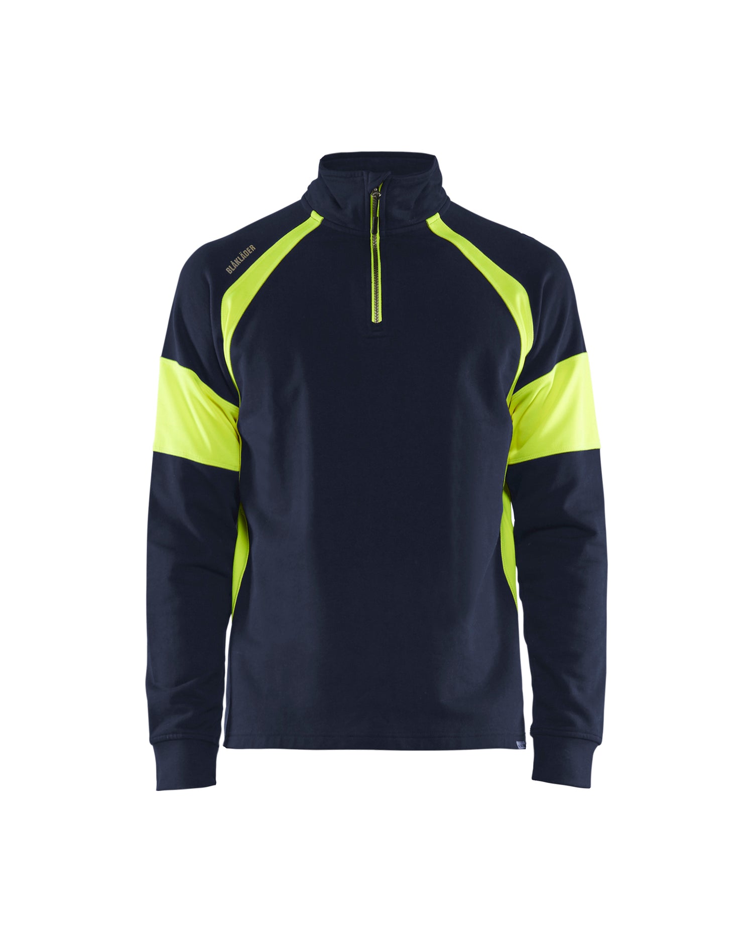 Blåkläder 3550 Sweatshirt Half Zip, Marineblå/High Vis Gul