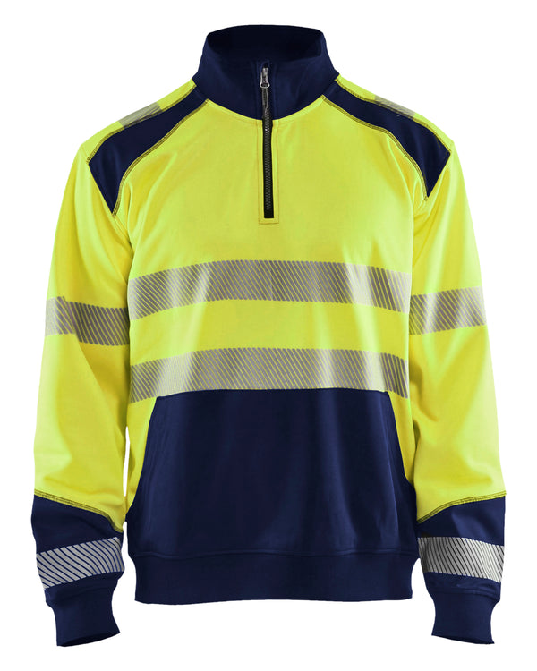 Blåkläder 3556 High Vis Sweatshirt half zip med tryk eller logo – arbejdstøj og firmatøj