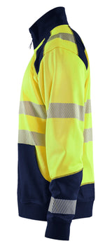Blåkläder 3556 High Vis Sweatshirt half zip produktfoto med tryk