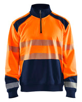Blåkläder 3556 High Vis Sweatshirt half zip detalje med firmalogo