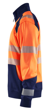 Blåkläder 3558 High Vis Sweatshirt full zip nærbillede med tryk