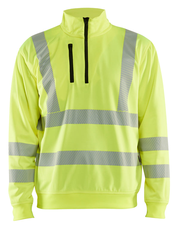 Blåkläder 3564 High vis Sweatshirt Half zip med tryk eller logo – arbejdstøj og firmatøj