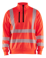 Blåkläder 3564 High vis Sweatshirt Half zip detalje med firmalogo