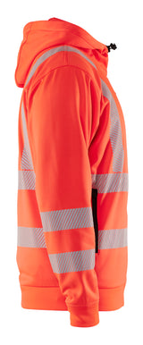 Blåkläder 3565 High vis Hættetrøje Full zip nærbillede med tryk