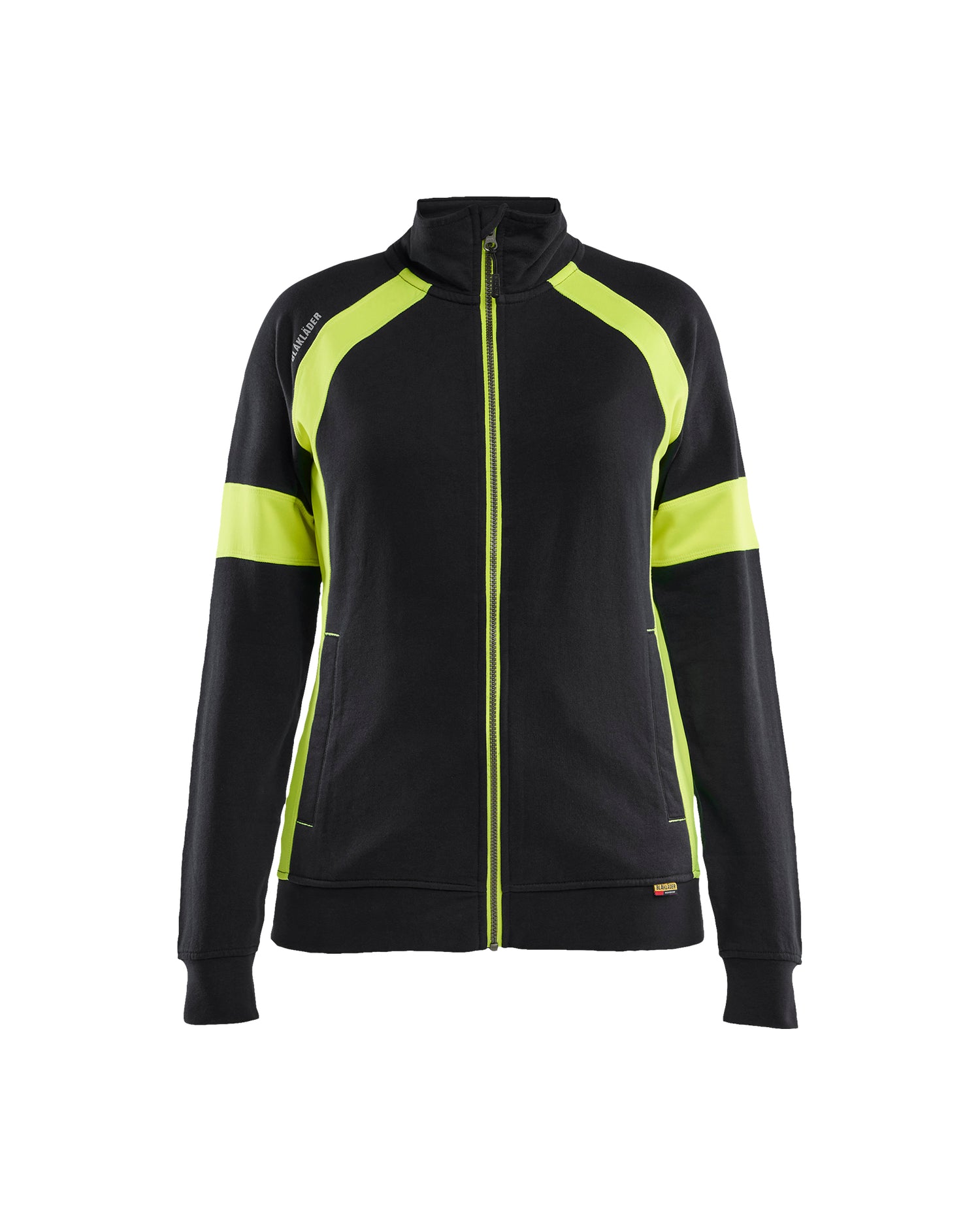 Blåkläder 3568 Dame Sweatshirt Full Zip, Sort/High Vis Gul