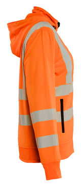 Blåkläder 3574 Dame High Vis Sweatshirt med aftagelig hætte produktbillede med tryk