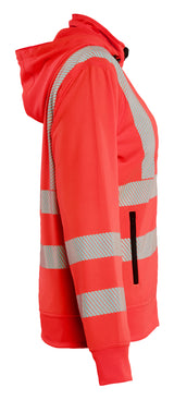 Blåkläder 3574 Dame High Vis Sweatshirt med aftagelig hætte nærbillede med tryk