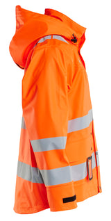 Blåkläder 4302 High Vis Regnjakke Level 2 nærbillede med tryk