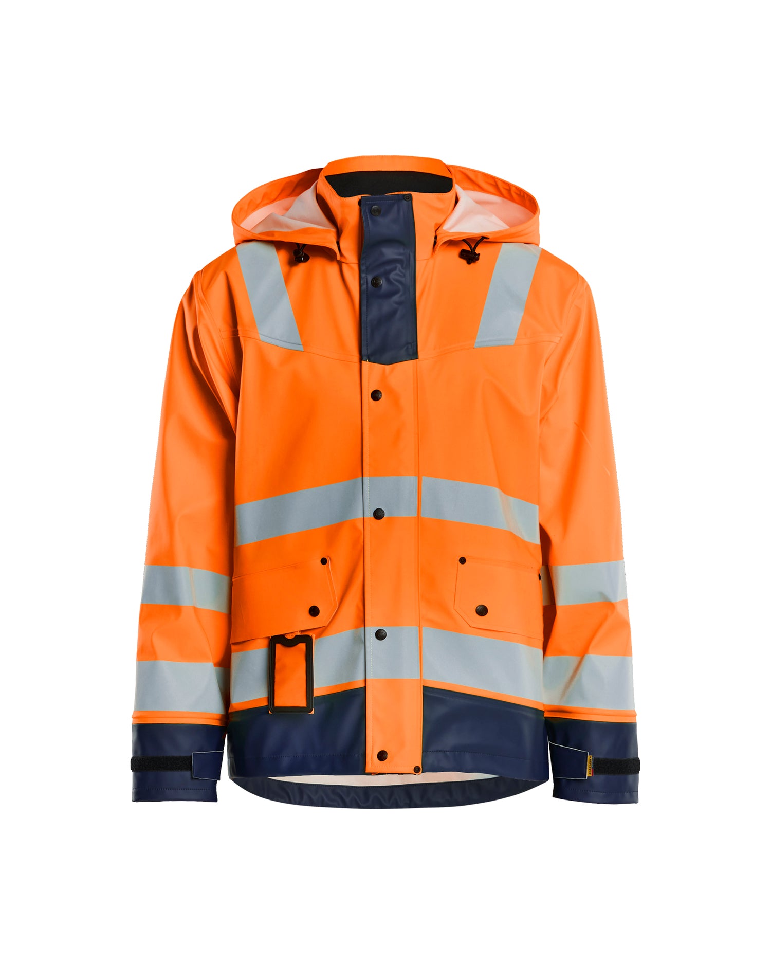 Blåkläder 4302 High Vis Regnjakke Level 2, High Vis Orange/Marineblå